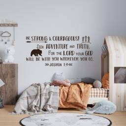 Joshua 19 Be Strong & Courageous Vinyl Wall Decal, Christian Nursery Decor Ww213 - thumbnail 3