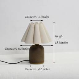 Handmade Burlap Pleated Lamp With Brown Ceramic Base-5# - thumbnail 2
