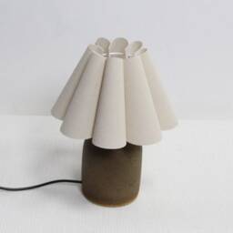 Handmade Burlap Pleated Lamp With Brown Ceramic Base-5# - thumbnail 3