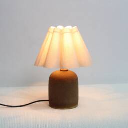 Handmade Burlap Pleated Lamp With Brown Ceramic Base-5# - thumbnail 4
