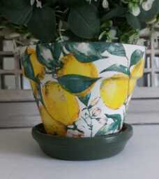 Lovely Lemon Decoupaged Terracotta Plant Pot. Available in Two Sizes - thumbnail 1