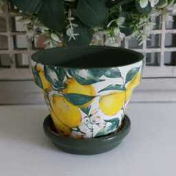 Lovely Lemon Decoupaged Terracotta Plant Pot. Available in Two Sizes - thumbnail 2