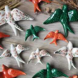 Set Of 13 Portuguese Swallows, Wall Art, Portugal Pottery, Keramik - thumbnail 2