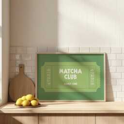 Matcha Club Print - Kitchen Wall Art Coffee Bar Decor Lover Gift Tea Poster - thumbnail 2