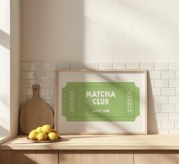 Matcha Club Print - Kitchen Wall Art Coffee Bar Decor Lover Gift Tea Poster - thumbnail 1