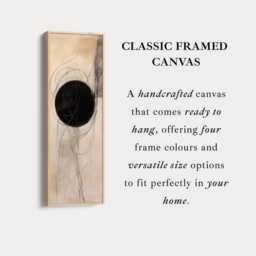 Modern Black Circle Vertical Wall Art Framed Canvas Print Minimal Abstract Painting Tall For Office Living Room Or Bedroom - thumbnail 3