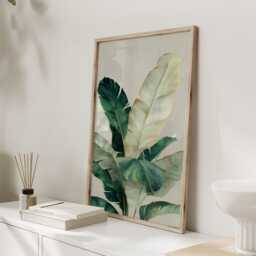 still Palm - Banana Leaf Botanical Print Calm Green Bathroom Wall Art - thumbnail 2