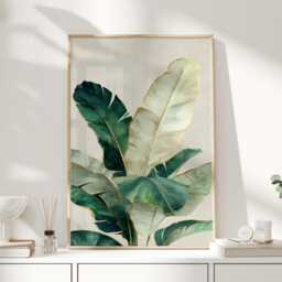 still Palm - Banana Leaf Botanical Print Calm Green Bathroom Wall Art - thumbnail 1