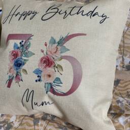 Personalised Milestone Birthday Cushion Floral Keepsake Gift - thumbnail 4