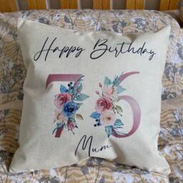Personalised Milestone Birthday Cushion Floral Keepsake Gift - thumbnail 3