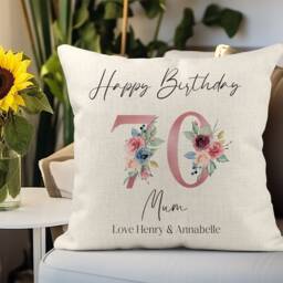 Personalised Milestone Birthday Cushion Floral Keepsake Gift - thumbnail 2