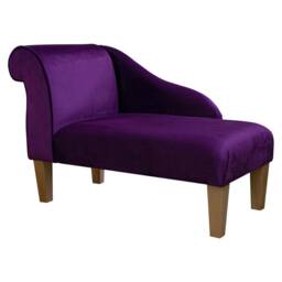 Handmade Purple Velvet Chaise Longue Small Sofa Daybed Accent Chair - thumbnail 2