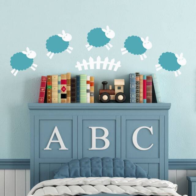 Jumping Sheep Nursery Wall Decor - Decal, Sheep Stickers, Baby Room Decal Lamb Sheep 187 - image 1