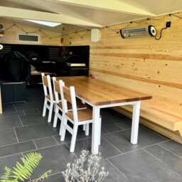 Chunky Exterior Farmhouse Dining Table - Handmade Reclaimed Wood For Garden Or Kitchen Custom Sizes & Finishes - thumbnail 1