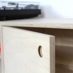 Shinjuku - Mid Century Modern Record Player Cabinet, Birch Plywood Vinyl Storage With Doors - thumbnail 4
