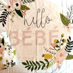 Hello Bebe Baby Blanket, Crib Bedding, Sheet, Photoprop, Floral Swaddle, Gift, Modern Nursery Decor - thumbnail 3