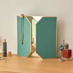 Vanity Makeup Mirror Brass Desktop Tabletop Desk Gold Decorative Scandinavian Portable Bedroom Bohemian Modern 24x12 - thumbnail 2