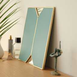 Vanity Makeup Mirror Brass Desktop Tabletop Desk Gold Decorative Scandinavian Portable Bedroom Bohemian Modern 24x12