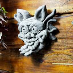 stone Garden Small Gremlin Gargoyle Blowing Kiss Face Wall Plaque Ornament - thumbnail 3