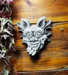 stone Garden Small Gremlin Gargoyle Blowing Kiss Face Wall Plaque Ornament - thumbnail 1