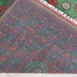 7x10 Green Afghan Bukhara Rug, Turkmen Hand Knotted Veg Dyes Plush Wool Oriental Tribal Area Traditional Rug For Living Room - thumbnail 4