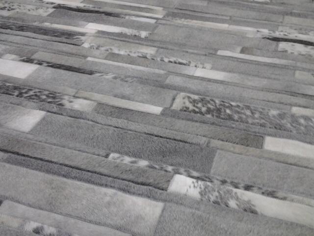 Cowhide Patchwork Rug Raw Leather Argentina - Free Shipping Cowhide Rugs Cordoba Mix Of Dotted Greys & Whites, 6' X 8' - image 1