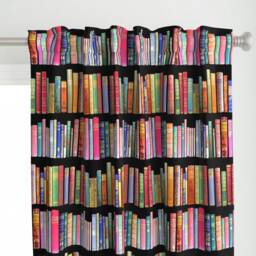 Vintage Bookshelf Curtain Panel - Books Novelty Retro Victorian Library Custom Antique By Magentarosedesigns