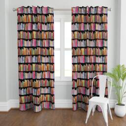 Vintage Bookshelf Curtain Panel - Books Novelty Retro Victorian Library Custom Antique By Magentarosedesigns - thumbnail 2