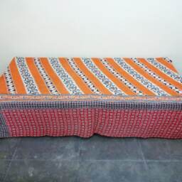 Handmade Kantha Quilt Floral Indian Cotton Twin Bedspread - thumbnail 3