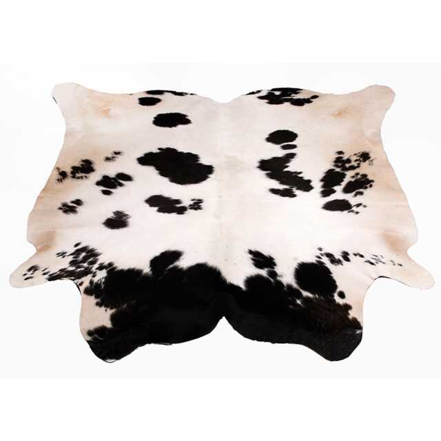 Black & White Cowhide Rug - Natural Hair-On Leather - 55x52 Inches - image 1