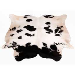 Black & White Cowhide Rug - Natural Hair-On Leather - 55x52 Inches - thumbnail 1