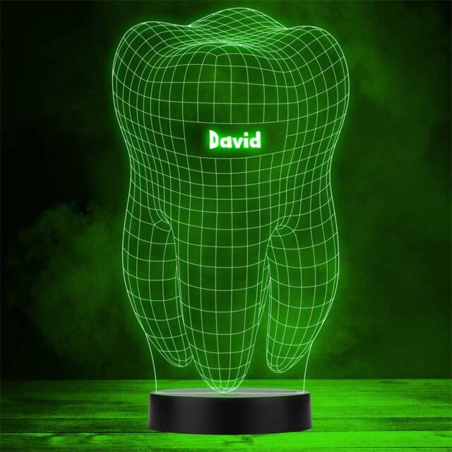 Geometric Tooth Dentist Personalised Gift Colour Changing Led Lamp Night Light - image 1