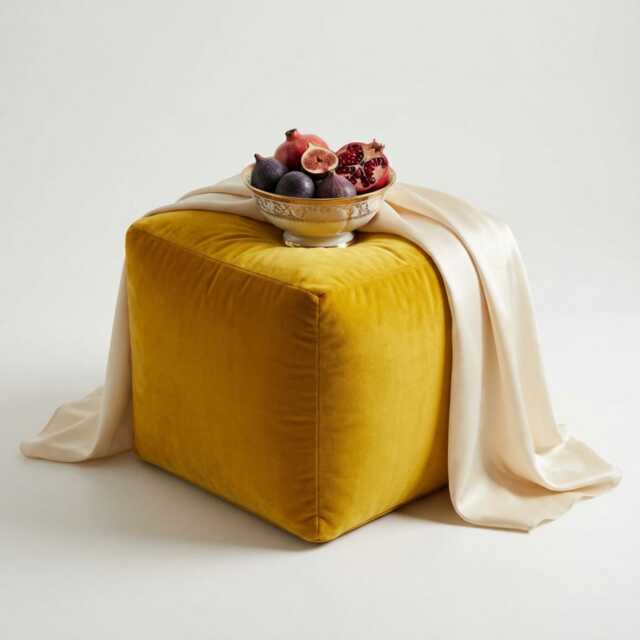 Bean Bag Pouffe Footstools Cube Lemon Velvet Sqaure Ottoman Style Footstool Pouf - image 1