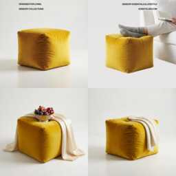 Bean Bag Pouffe Footstools Cube Lemon Velvet Sqaure Ottoman Style Footstool Pouf - thumbnail 2