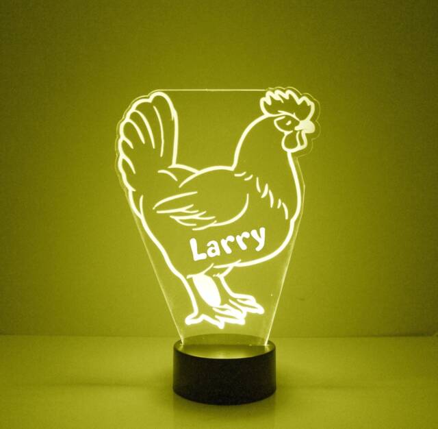 Light Up Chicken, Custom Engraved Night Light, Personalized Free, 16 Color Options With Remote Control, Chicken Theme Kitchen - image 1