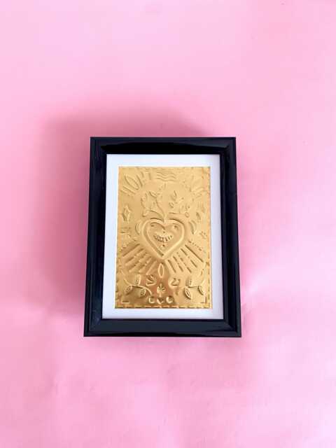 Engraving On Gold Embossed Metal, Original Artwork, Unique Piece, For Wall Decoration - image 1