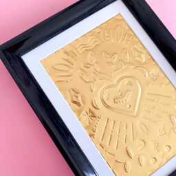 Engraving On Gold Embossed Metal, Original Artwork, Unique Piece, For Wall Decoration - thumbnail 3