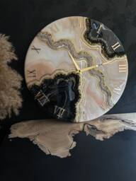 Black Geode Wall Clock Epoxy Resin Housewarming Gift First Home Apartment Decor Anniversary For Parents Modern Art - thumbnail 1