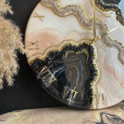 Black Geode Wall Clock Epoxy Resin Housewarming Gift First Home Apartment Decor Anniversary For Parents Modern Art - thumbnail 4