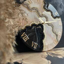 Black Geode Wall Clock Epoxy Resin Housewarming Gift First Home Apartment Decor Anniversary For Parents Modern Art - thumbnail 2