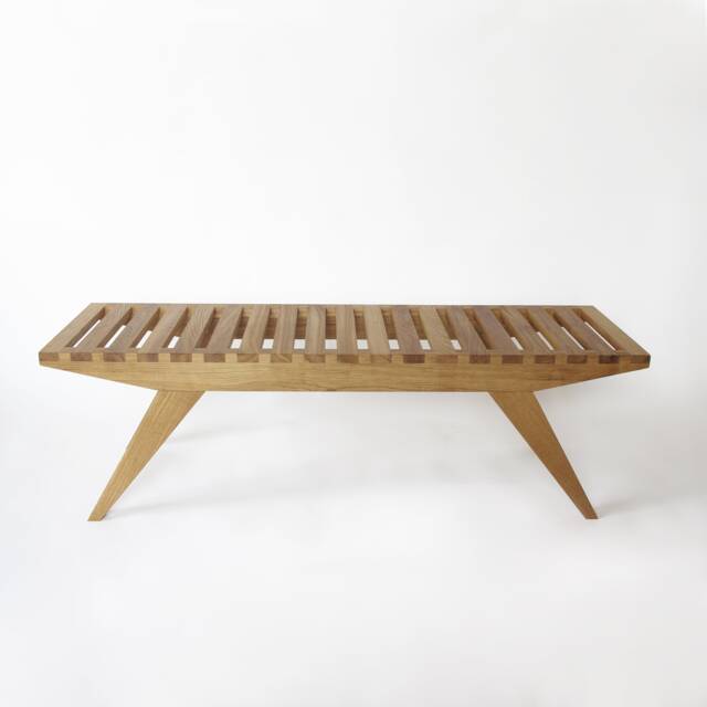Solid Oak Wood Bench Minimalist Hallway Or Dining Furniture - image 1