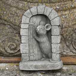 Mouse Door Stone Statue - Garden Outdoor Home Tree Animal Decoration Ornament - thumbnail 1