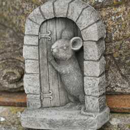 Mouse Door Stone Statue - Garden Outdoor Home Tree Animal Decoration Ornament - thumbnail 3