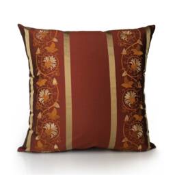 Cinnamon Copper & Gold Striped Decorative Throw Pillow Cover, 100% Silk Pillow Covers, Cushion Covers, Accent Pillow, Embroidered Pillows - thumbnail 1