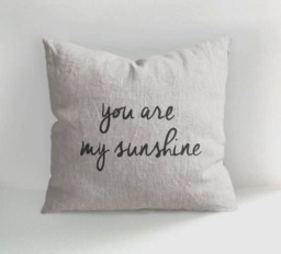 Hand Drawn Linen Pillow Cover You Are My Sunshine, Scandinavian Style - thumbnail 1