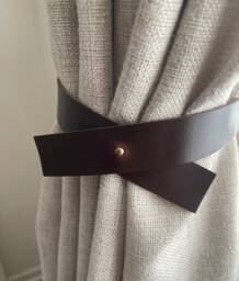 Handmade Leather Curtain Tie Back Cross Design, 1 - thumbnail 1