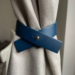 Handmade Leather Curtain Tie Back Cross Design, 1 - thumbnail 3