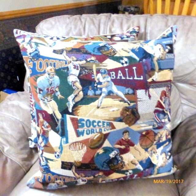 Sports Tapestry Pillow Cover, Baseball Football Basketball Soccer Players - image 1