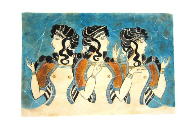 Minoan Blue Ladies Fresco Painting From Crete Knossos Palace , Museum Copy For Gift Her - image 1