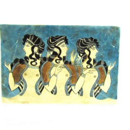 Minoan Blue Ladies Fresco Painting From Crete Knossos Palace , Museum Copy For Gift Her - thumbnail 3